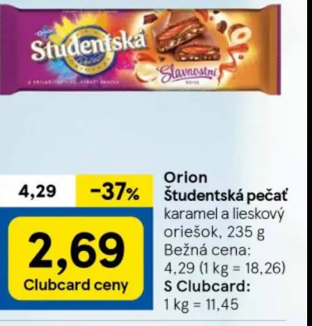 Študentská pečat karamel a lieskový oriešok