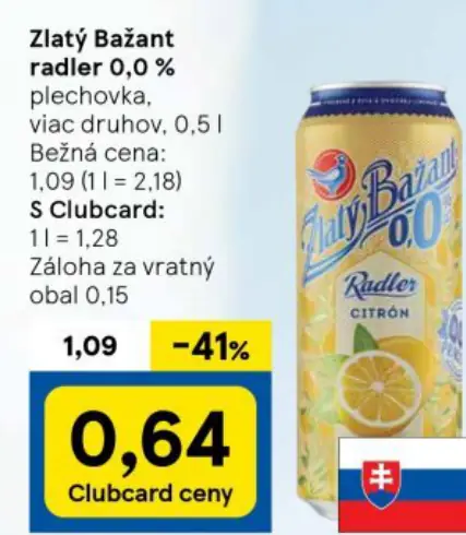 Zlatý Bažant radler 0,0