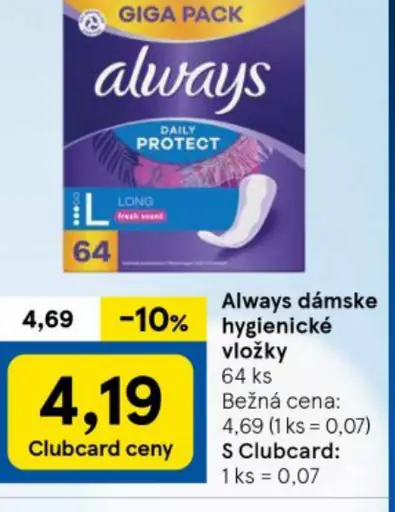 Always dámske hygienické vložky