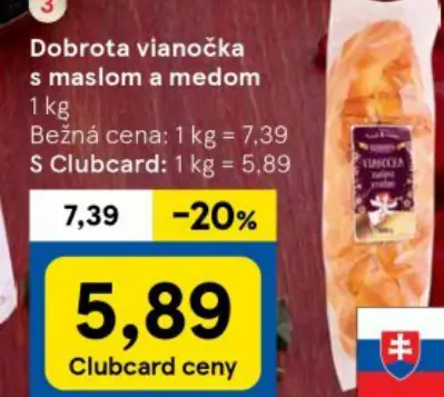 Dobrota vianočka s maslom a medom