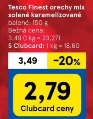 Tesco Finest orechy mix solené karamelizované