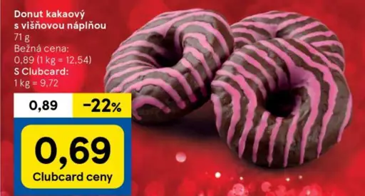 Donut kakaový s višňovou náplňou