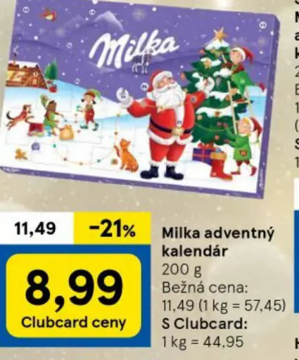 Milka adventný kalendár