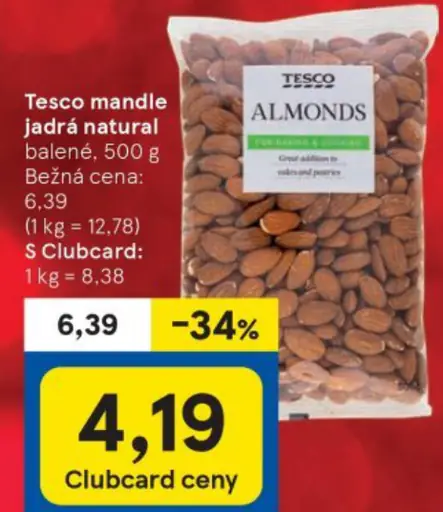 Tesco mandle jadrá natural