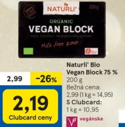 Naturl' Bio Vegan Block 75%