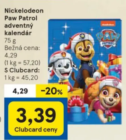 Nickelodeon Paw Patrol adventný kalendár