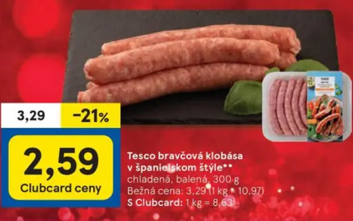 Tesco bravčová klobása