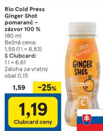 Rio Cold Press Ginger Shot pomaranč – zázvor 100 %