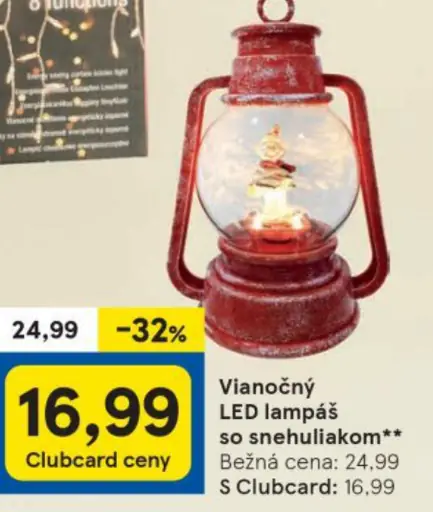 Vianočný LED lampáš so snehuliakom