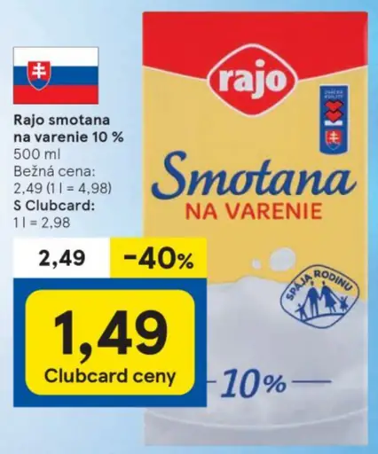 Smotana na varenie