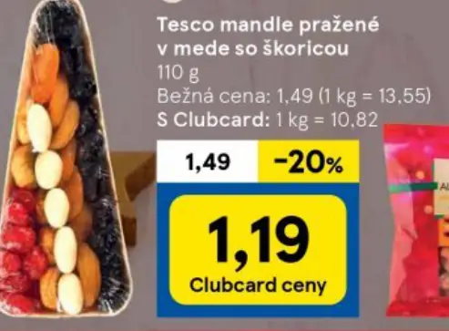 Tesco mandle pražené v mede so škoricou