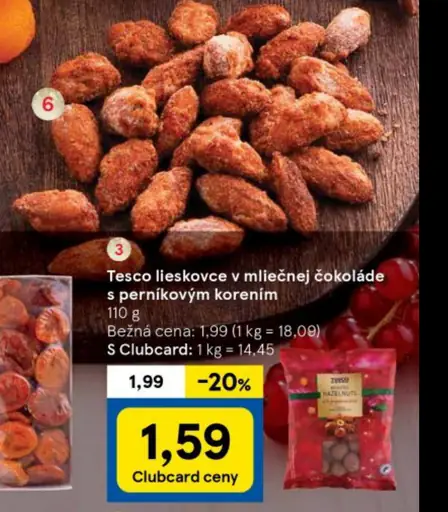 Tesco lieskovce v mliečnej čokoláde s perníkovým korením