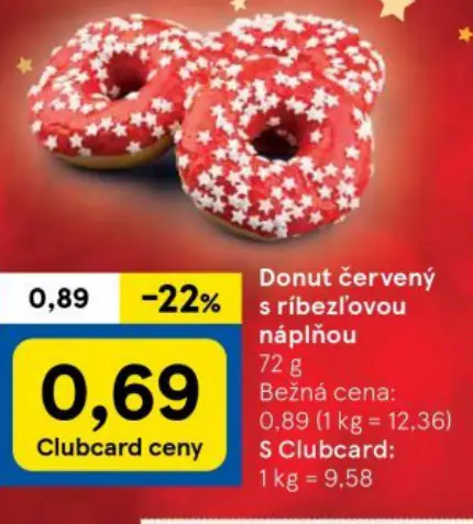 Donut červený s ríbezľovou náplňou