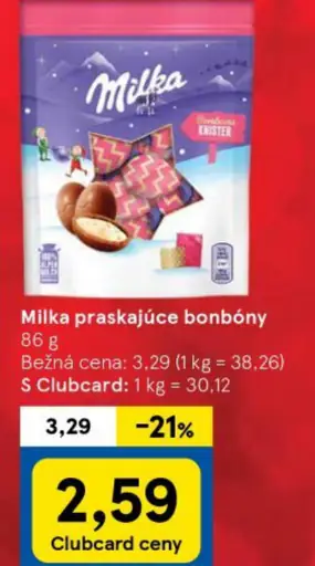 Milka praskajúce bonbóny