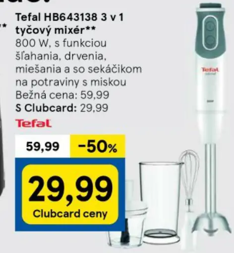 Tefal HB643138 3 v 1 tyčový mixér