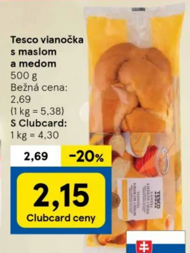 Tesco vianočka s maslom a medom