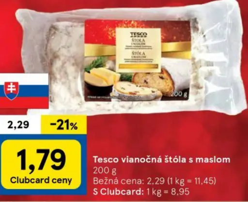 Tesco vianočná štrúda s maslom