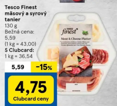 Tesco Finest mäsový a syrový tanier