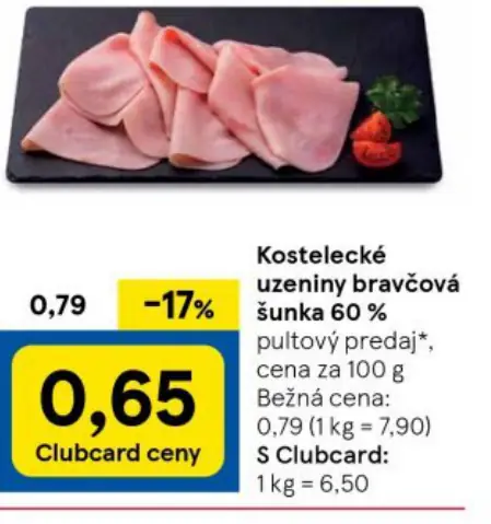 Kostelecké úzeniny bravcová šunka 60%