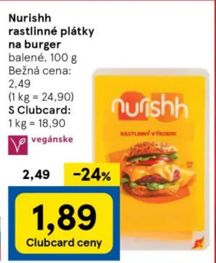 Nurishh rastlinné plátky na burger