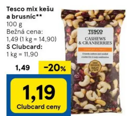 Tesco mix kešu a brusnice