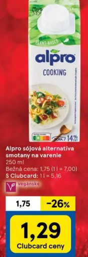 Alpro sójová alternatíva smotany na varenie