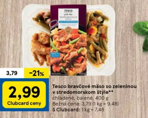 Tesco bravcové mäso so zeleninou v stredomorskom štýle