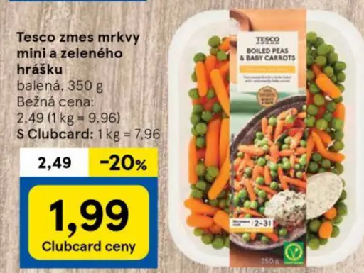 Tesco zmes mrkvý mini a zeleného hrášku