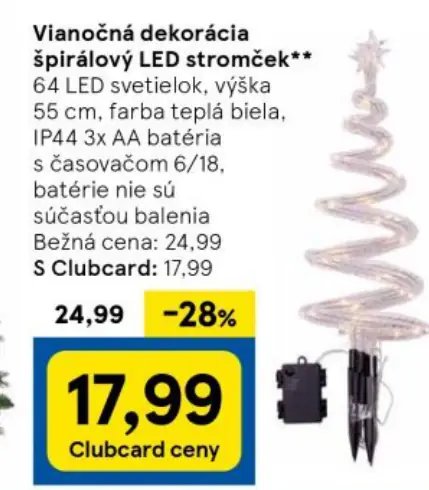 Vianočná dekorácia spirálový LED stromček**