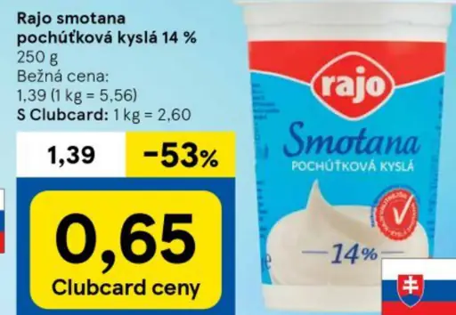 Rajo smotana pochúťková kyslá 14 %