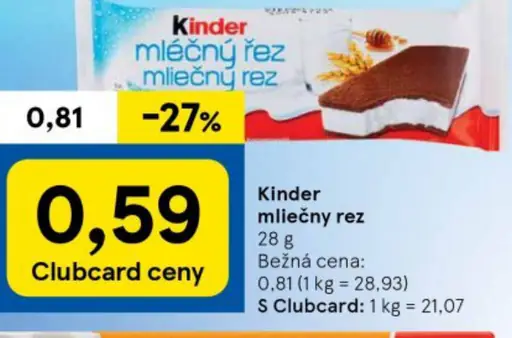 Kinder mliečny rez