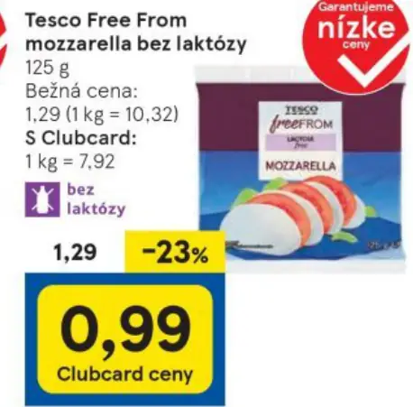 Tesco Free From mozzarella bez laktózy