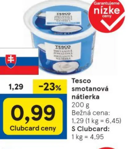 Tesco smotanová nátierka