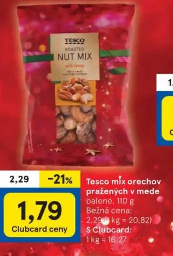 Tesco mix orechov pražených v mede