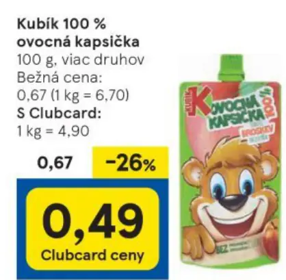 Kubík 100 % ovocná kapsička