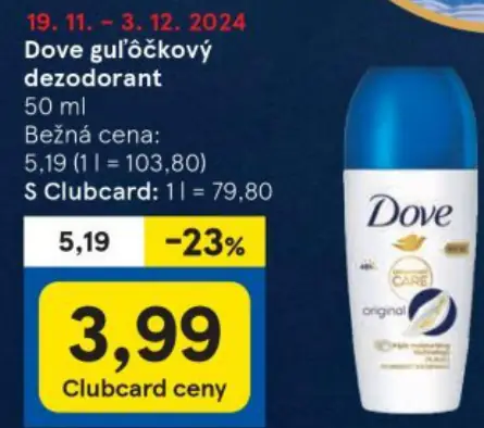 Dove guľôčkový dezodorant