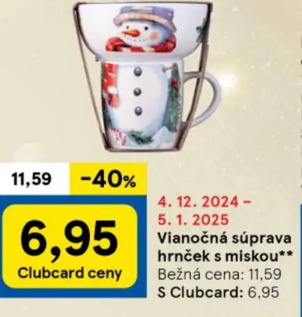 Vianočná súprava hrnček s miskou