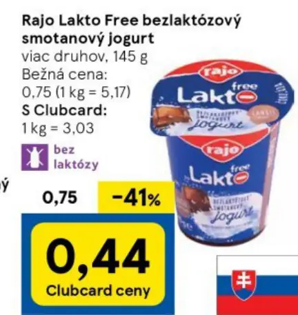 Rajo Lakto Free bezlaktózový smotanový jogurt