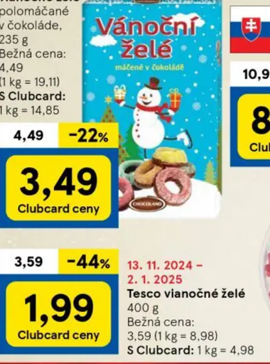 Tesco vianočné želé