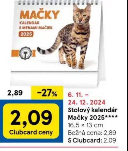 Stolový kalendár Mačky 2025****