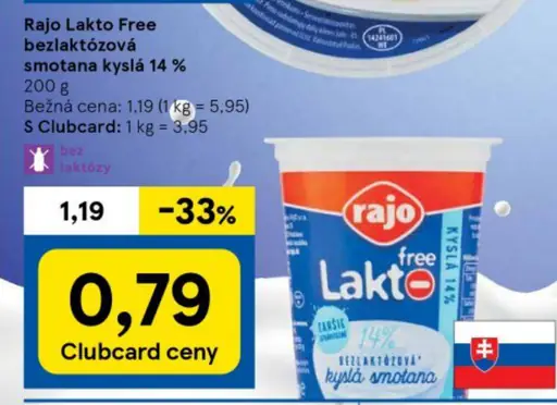 Rajo Lacto Free bezlaktózová smotana kyslá 14 %