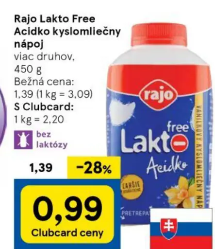 Rajo Lacto Free Acidko kyslomliečny nápoj