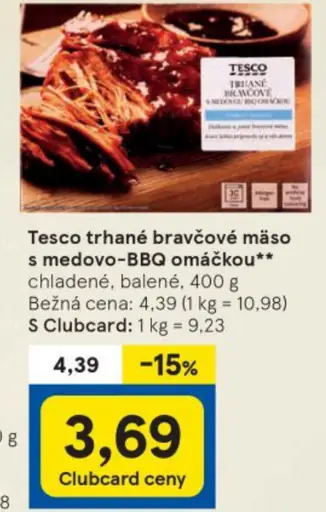 Tesco trhané bravčové mäso s medovo-BBQ omáčkou