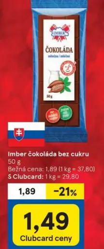 Imber čokoláda bez cukru