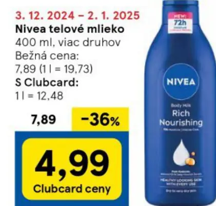 Nivea telové mliekо