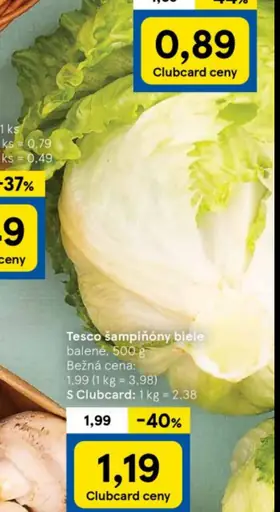 Tesco šampiňóny biele