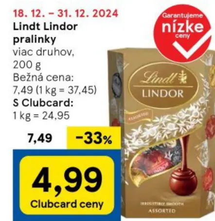 Lindt Lindor pralinky