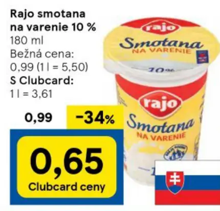 Rajo smotana na varenie 10 %