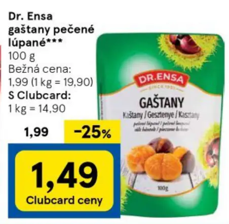 Gaštany pečené lúpané