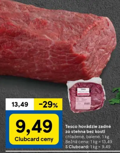 Tesco hovädzie zadné zo stehna bez kosti